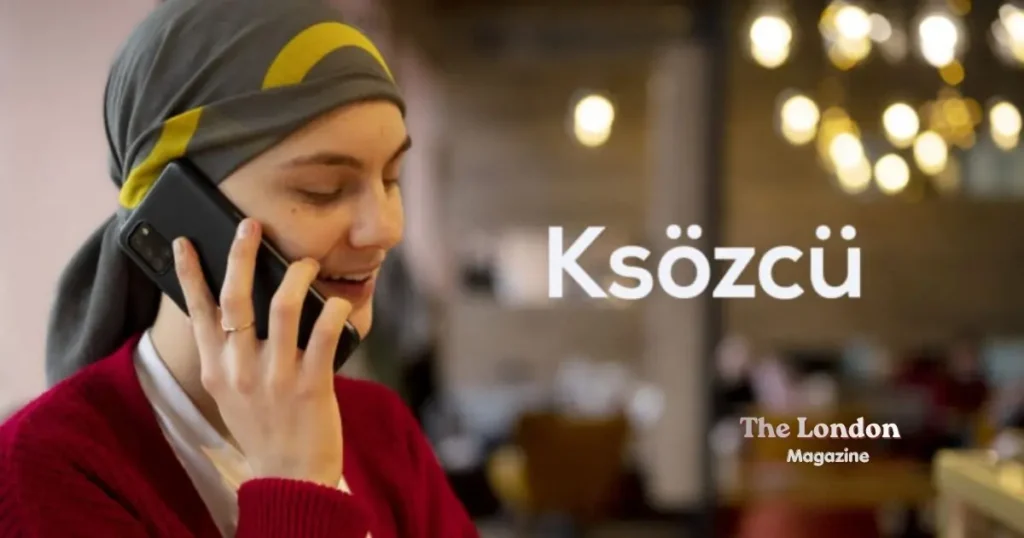 Ksözcü contributor talking on phone for The London Magazine feature
